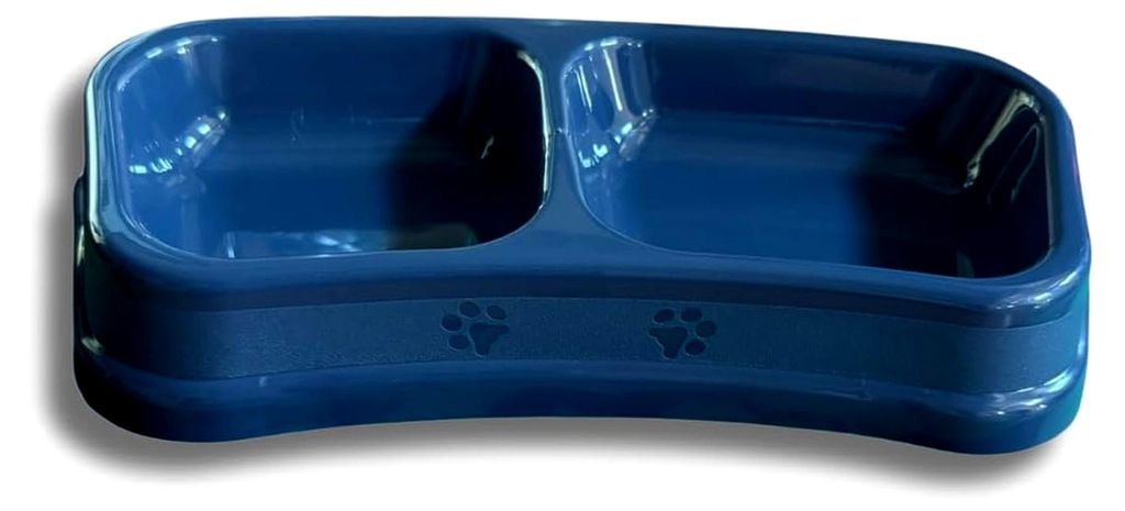 Doppelnapf 24x12x4 cm für kleine Hunde, Katzen oder Nagetiere – 2 Fächer für Trockenfutter und Wasser – Leichter und robuster Kunststoff –...