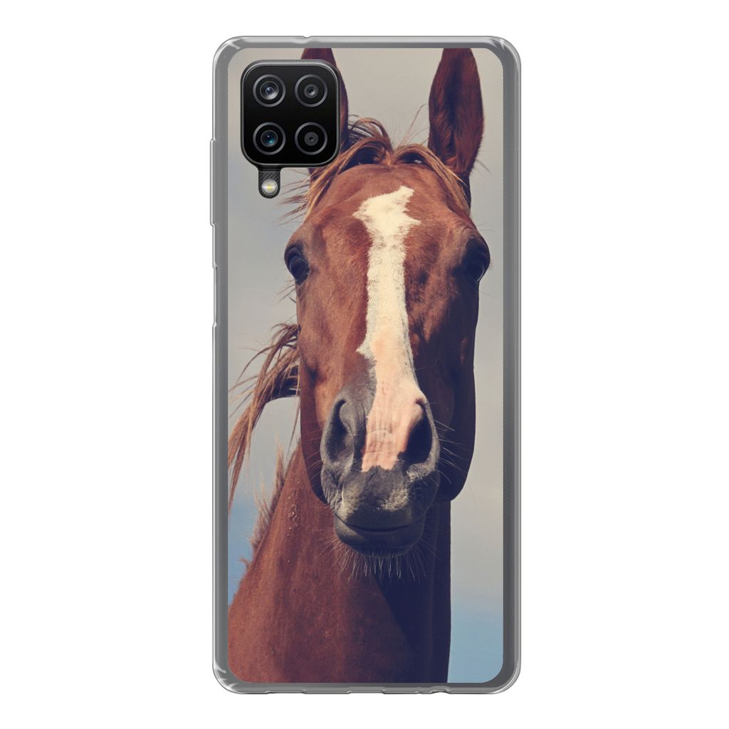 MuchoWow Handyhülle Schutzhülle Hülle für Samsung Galaxy A12 Pferd - Wolken - Porträt Silikon Softcase Handy Hülle - Bild