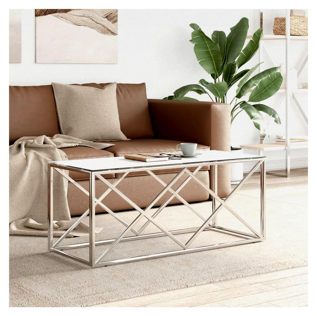 Couchtisch aus Edelstahl und Glas, 110 x 45 x 45 cm