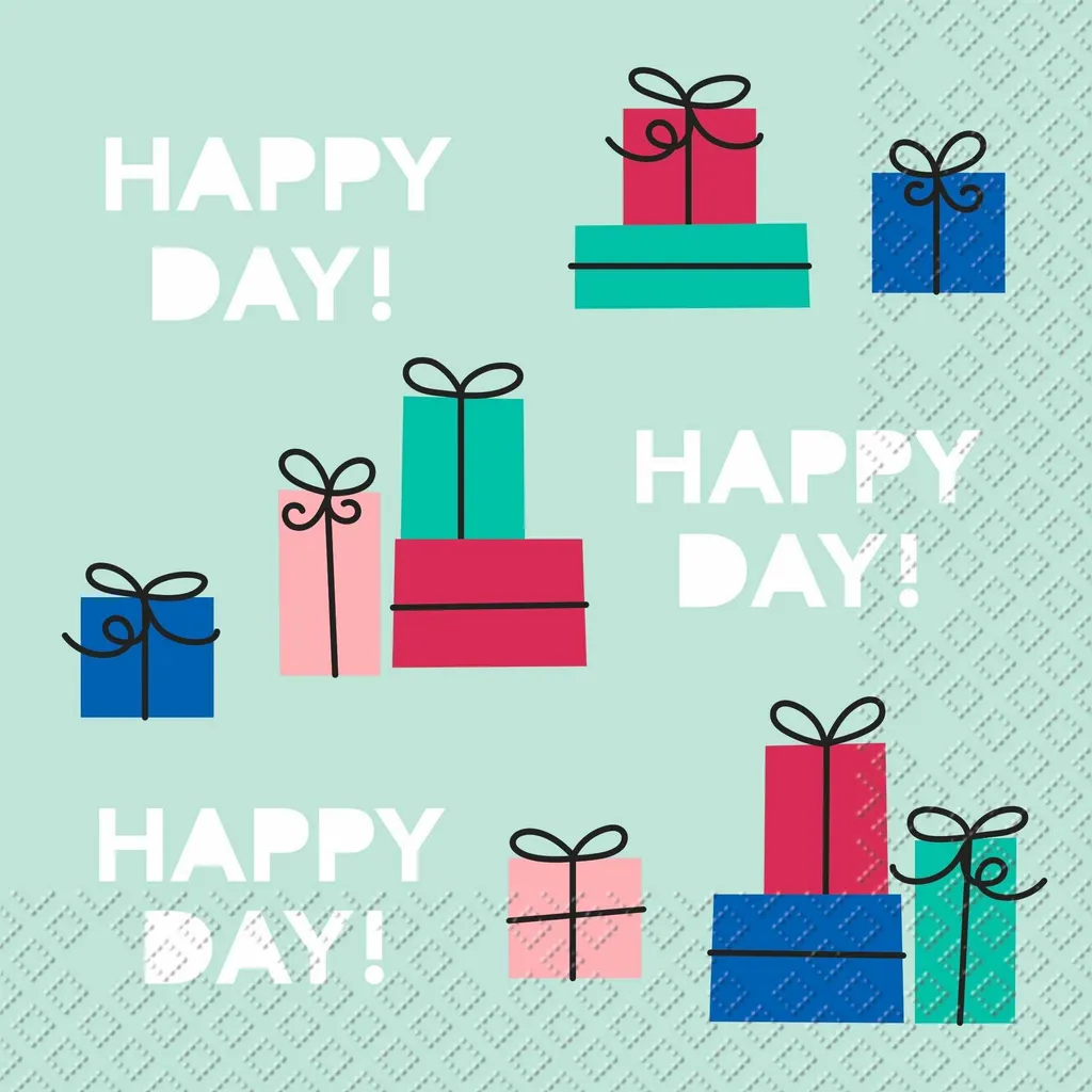Serviettes en papier Happy Day de 33 cm pour décoration de table - 20 pcs