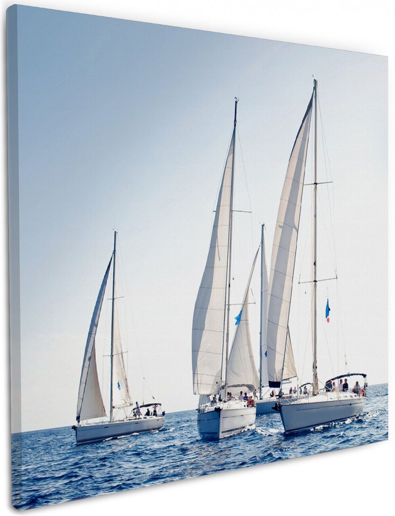 Wallario Premium Leinwandbild Segelschiff auf dem Meer in Größe 50 x 50 cm