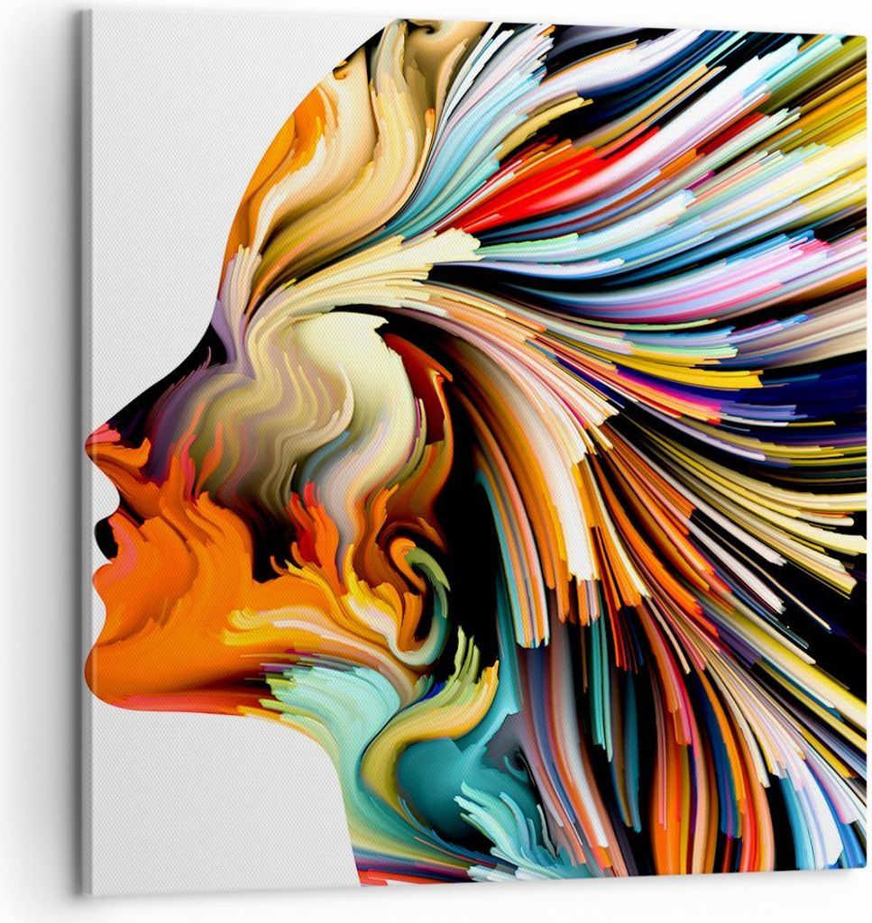 Bild auf Leinwand - Leinwandbild - Effekte Expressionismus Mädchen Fantasie - 60x60cm - Wand Bild - Wanddeko - Leinwanddruck - Bilder - Kunstdruck...
