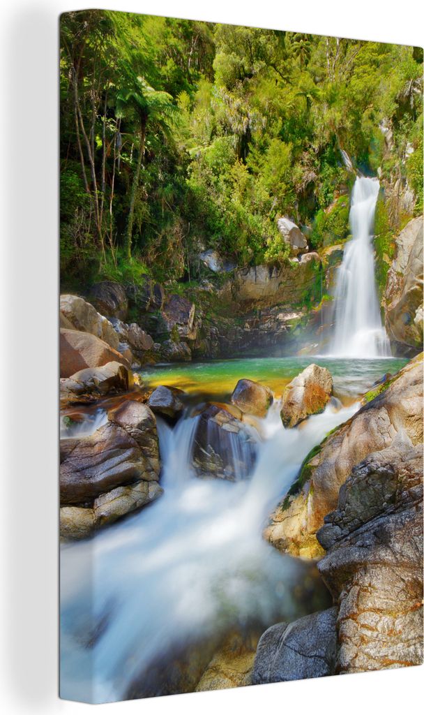OneMillionCanvasses - Leinwandbilder - 90x140 cm, Wasserfall im Abel Tasman National Park, Wandbilder Kunstdruck Wanddekoration - Foto auf Leinwa...