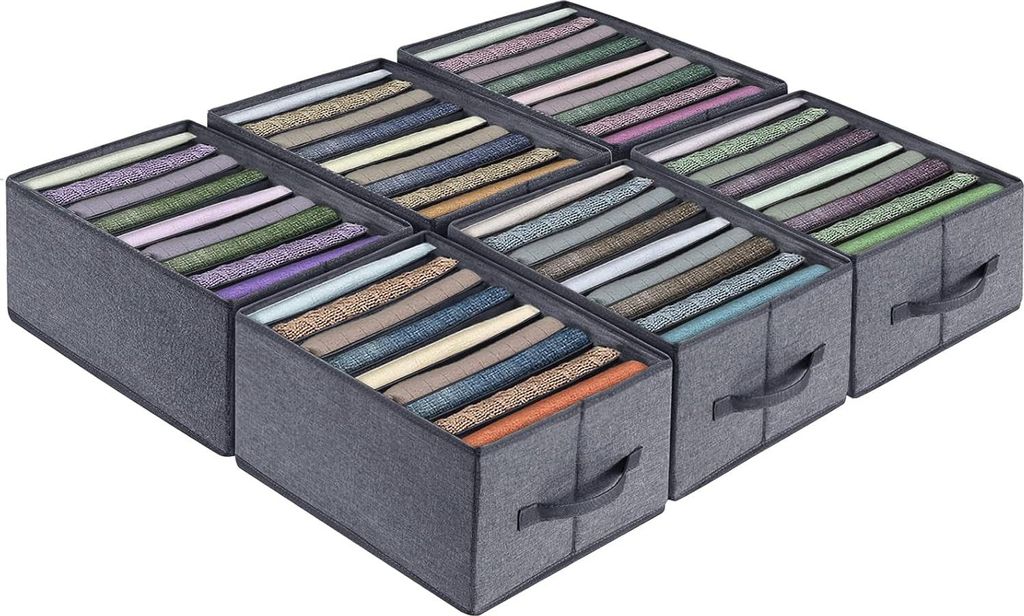 BIGLUFU 6-teiliges Kastenorganizer, faltbare Aufbewahrungsbox aus Vliesstoff, Set mit 9 Schubladen, Aufbewahrungssystem für Kleidung, T-Shirts, Ho...