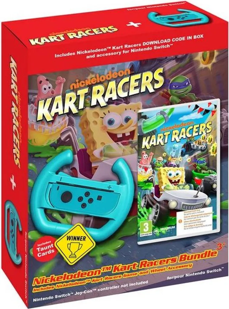 Jeu de course Nickelodeon Kart Racers Switch et kit accessoires de conduite