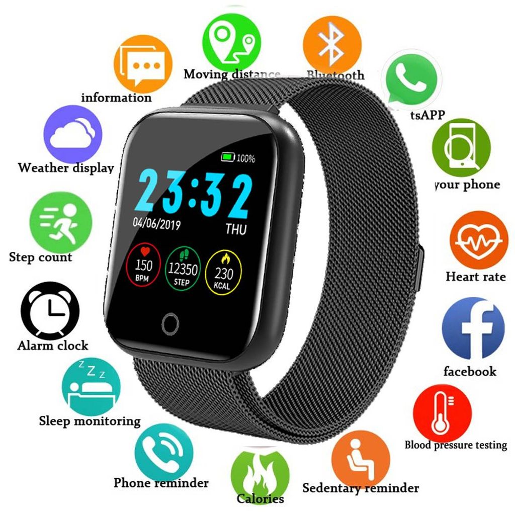 Herren Damen Bluetooth Smartwatch Armband Pulsuhr Blutdruck Fitness Tracker 