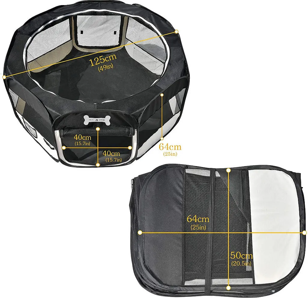 Mucola Parc pour chiots pliable noir - Enclos modulable animaux XL