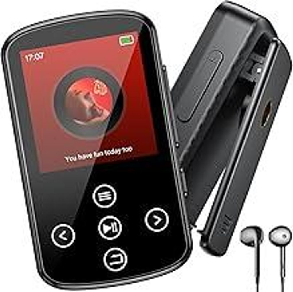 128GB MP3 Player Bluetooth 5.3, LIUWID Mini Musik Player mit Clip, mit unabhängiger Lautstärketaste, HD-Lautsprecher, FM Radio, Ebook, Recorder