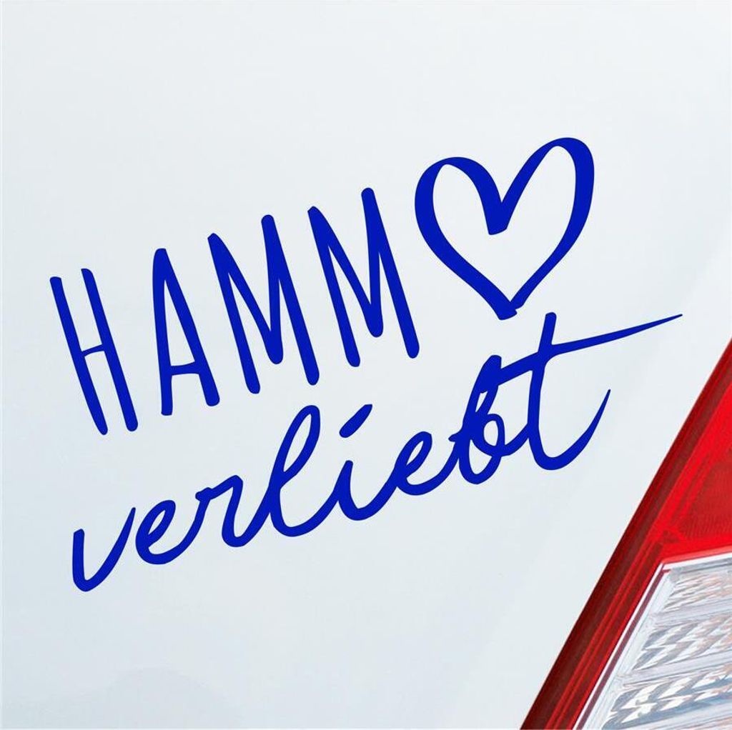 Auto Aufkleber Hamm verliebt Herz Stadt Heimat Liebe Car 19x10 cm Dunkelblau Sticker Heckscheibenaufkleber