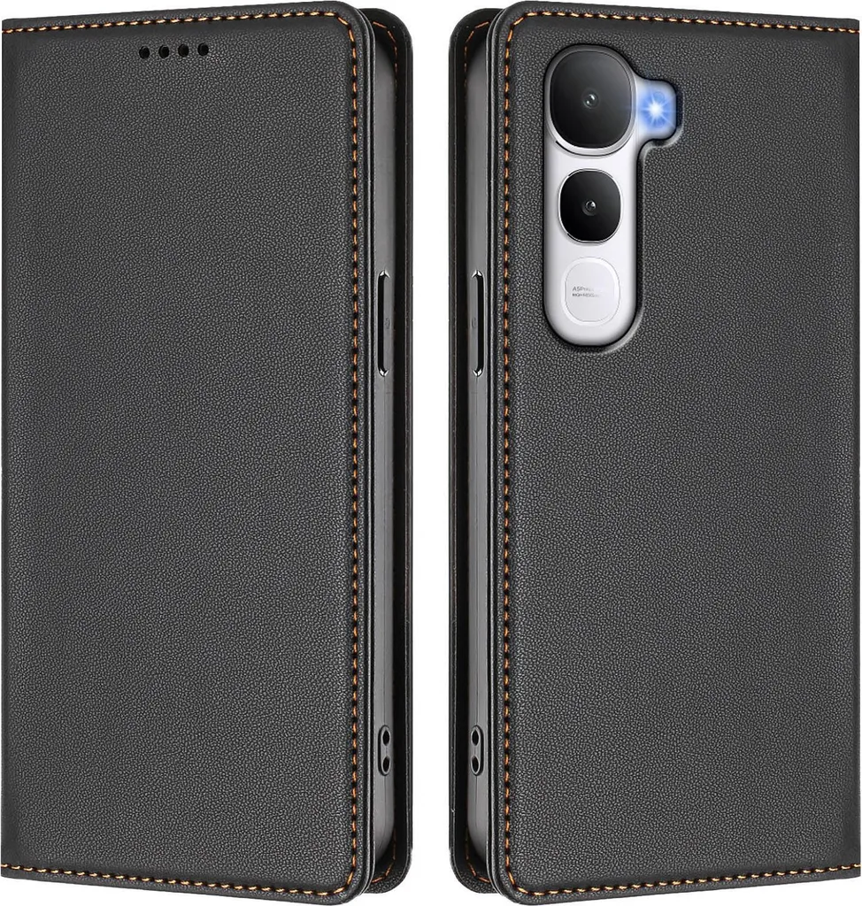 Custodia Elegante Vivo Y400 5G/4G - Wallet Case Nero Magnetico