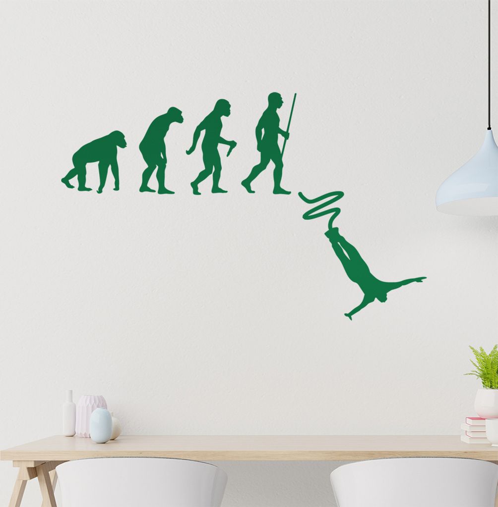 Bungeespringen Evolution Wandtattoo Wandaufkleber Wall Sticker - Dekoration, Küche, Wohnzimmer, Schlafzimmer, Badezimmer