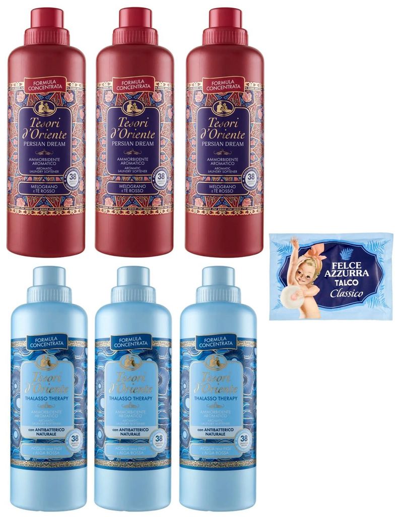6er-Pack Testpaket Tesori d'Oriente Persian Dream Thalasso Therapy Ammorbidente Concentrato,Konzentrierter Weichspüler,38 Wäschen,760ml + 1er-Pac...