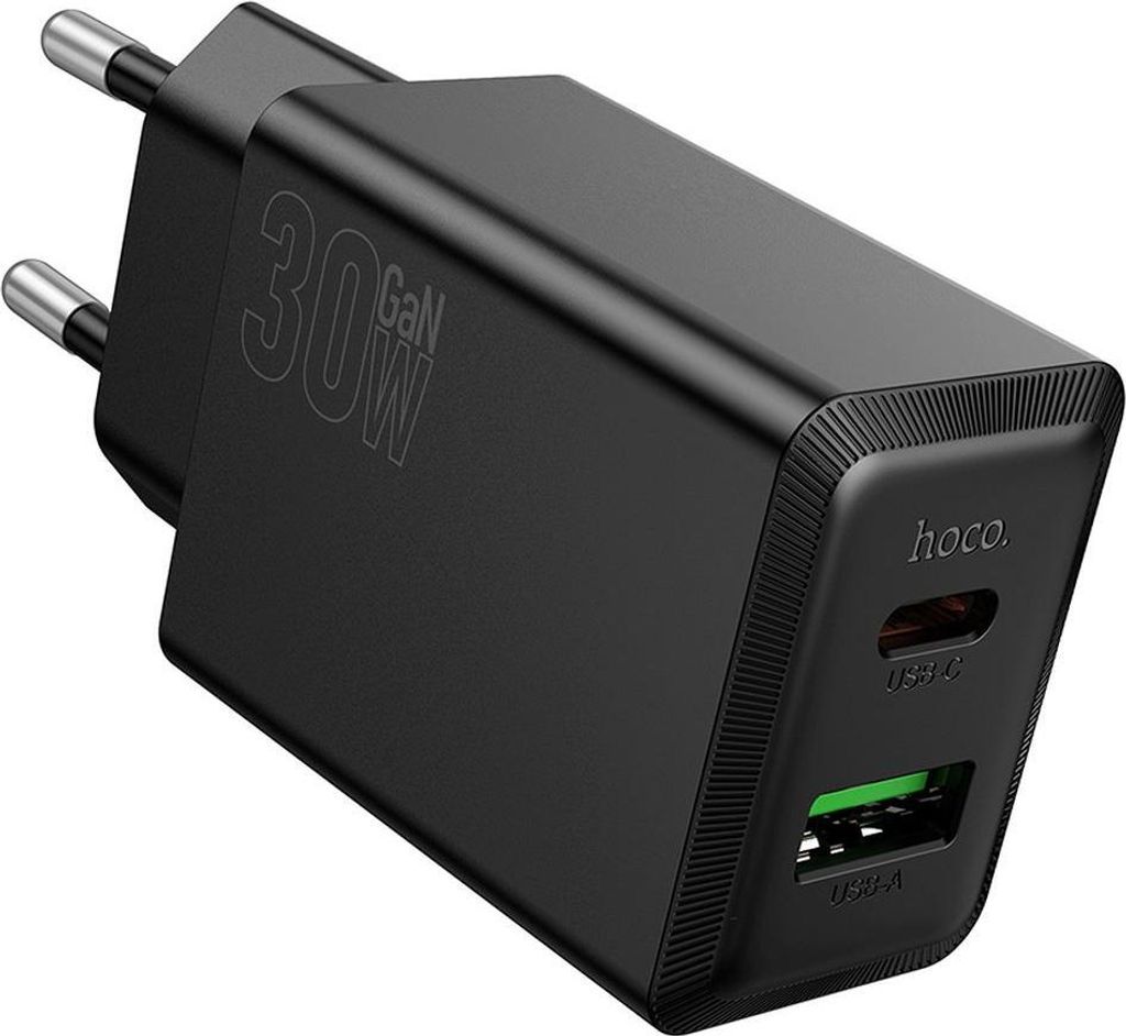 Handy-Ladegerät Hoco USB A + USB C QC3.0 PD AFC 3A 30W N71 schwarz