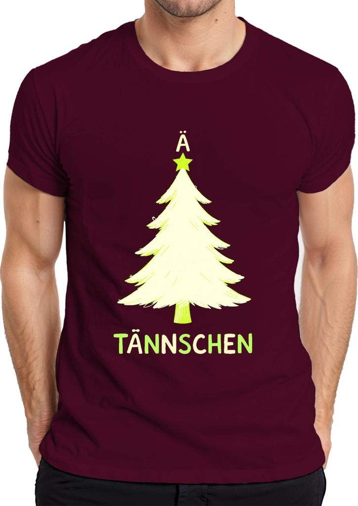 Ä TÄNNSCHEN Weihnachtsbaum Lustig Weihnachten Tannenbaum Kinder Herren T-Shirt, Burgundy, XXL