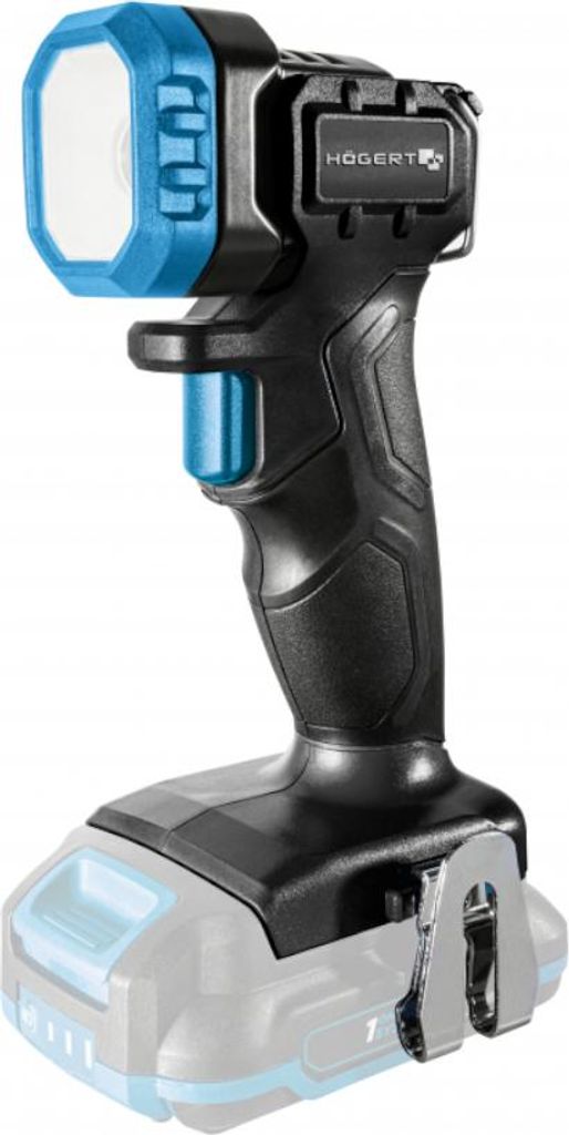 HÖGERT TECHNIK Akku-Bauleuchte 18V, 1000 lm LED, 90° Drehbarer Kopf, 3 Leuchtmodi (100%, 50%, Blitz), 7 Stunden Laufzeit, IPX20 COB LED, ohne Akk...