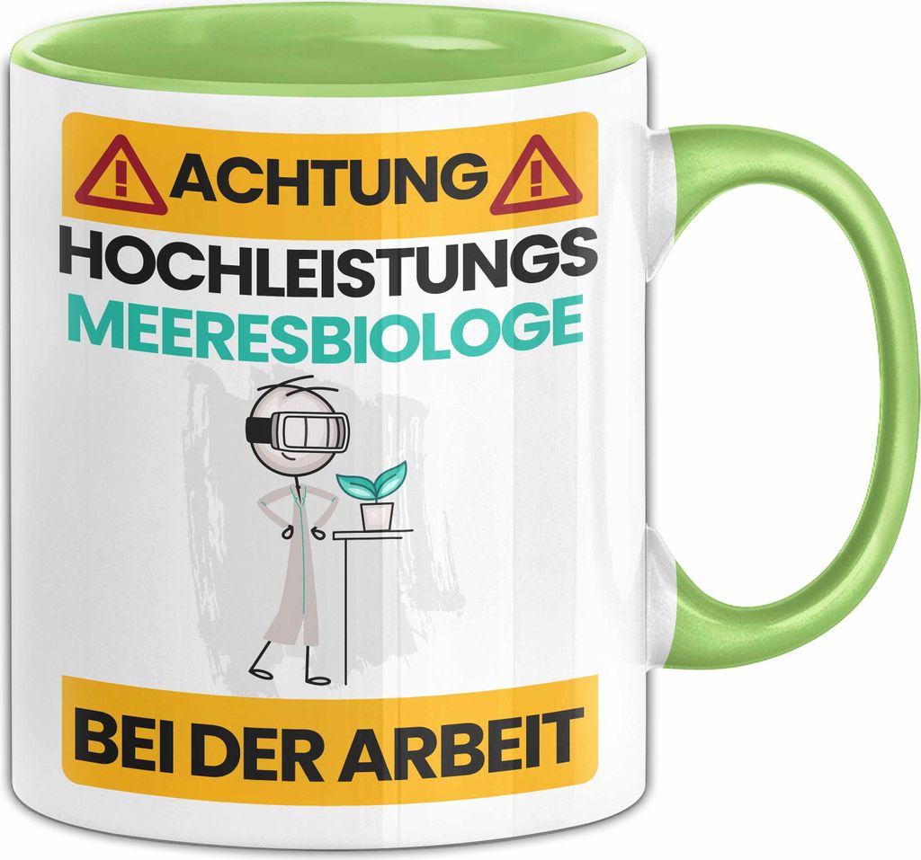 Meeresbiologe Tasse Geschenk Lustiger Spruch Geschenkidee für Meeresbiologe Achtung Hochleistungs Meeresbiologe Bei Der Arbeit (Grün)