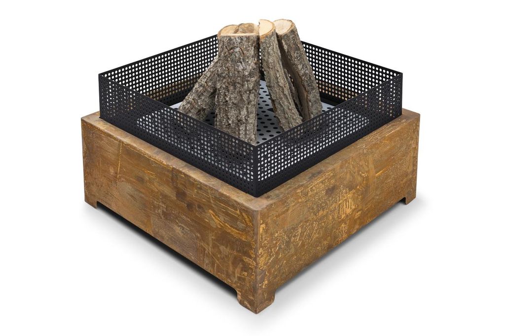 The Favilla Fireplace Feuerschale & Feuerstelle aus Cortenstahl – zeitloses Design, wetterfest und langlebig. Maße: 55 x 55 x 37 cm, Gewicht: 16 kg