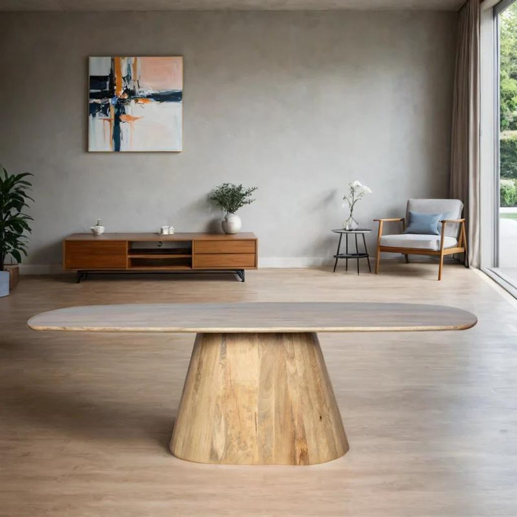 Zita Home, dänisch ovaler Esstisch, Säulenfuß, 260 cm, natur, Mangoholz