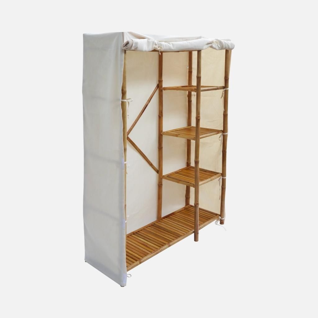 sweeek - Kleiderschrank aus Bambus, 3 Regale - Natur Produktbild 