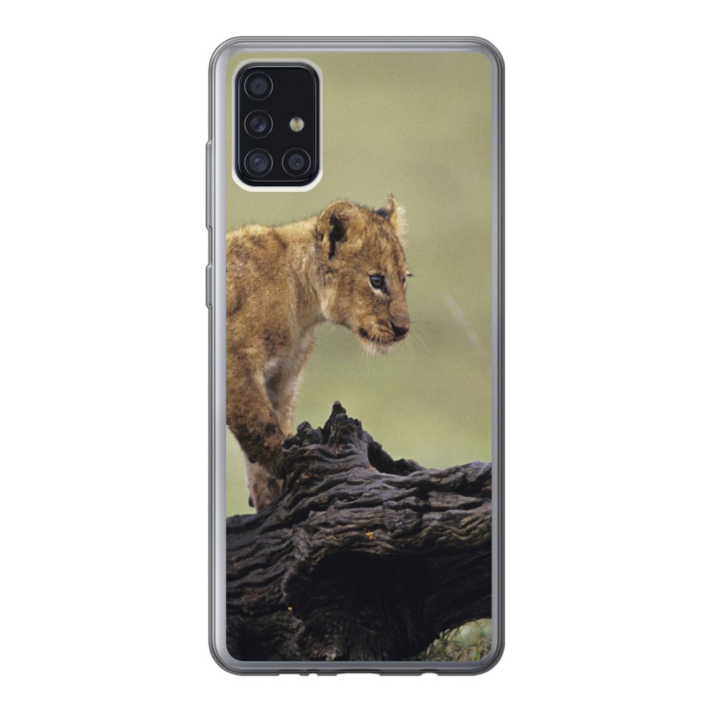 MuchoWow Handyhülle Schutzhülle Hülle für Samsung Galaxy A52 5G Löwe - Rüssel - Junge Silikon Softcase Handy Hülle - Umschlag