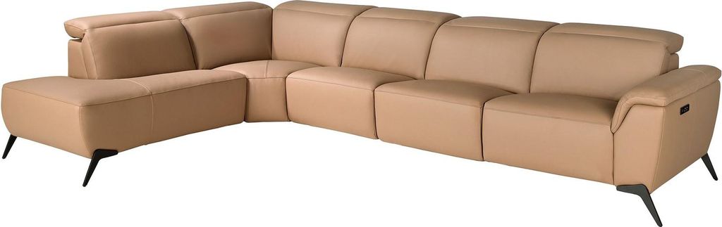 Modulares Relax-Chaiselongue-Sofa links aus braunem Leder 6281