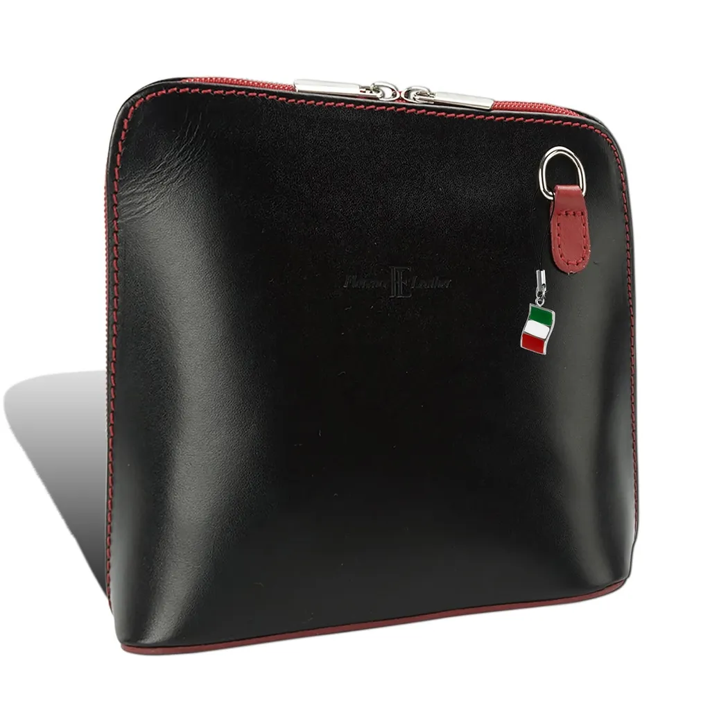 Florence Sac de Soirée Léger en Cuir Véritable Noir et Rouge D2OTF109S