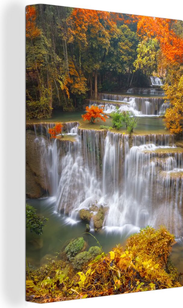OneMillionCanvasses - Leinwandbilder - 90x140 cm, Bäume - Wasserfall - Herbst, Wandbilder Kunstdruck Wanddekoration - Foto auf Leinwand - Gemäl...