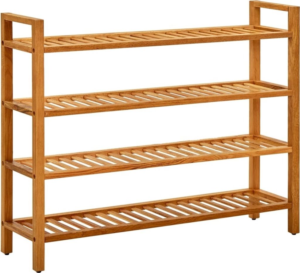 The Living Store Schuhregal mit 4 Etagen 100x27x80 cm Massivholz Eiche