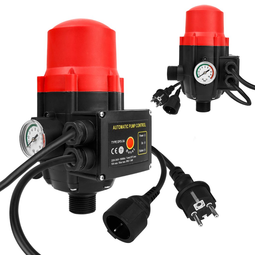Clanmacy Pumpensteuerung Druckregler Presscontrol Watertech Druckwächter bis 1.1kw Rot mit kabel