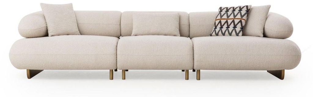Beige 5-Sitzer Couch Designer Stoffsofa mit verstellbarer Rückenlehne