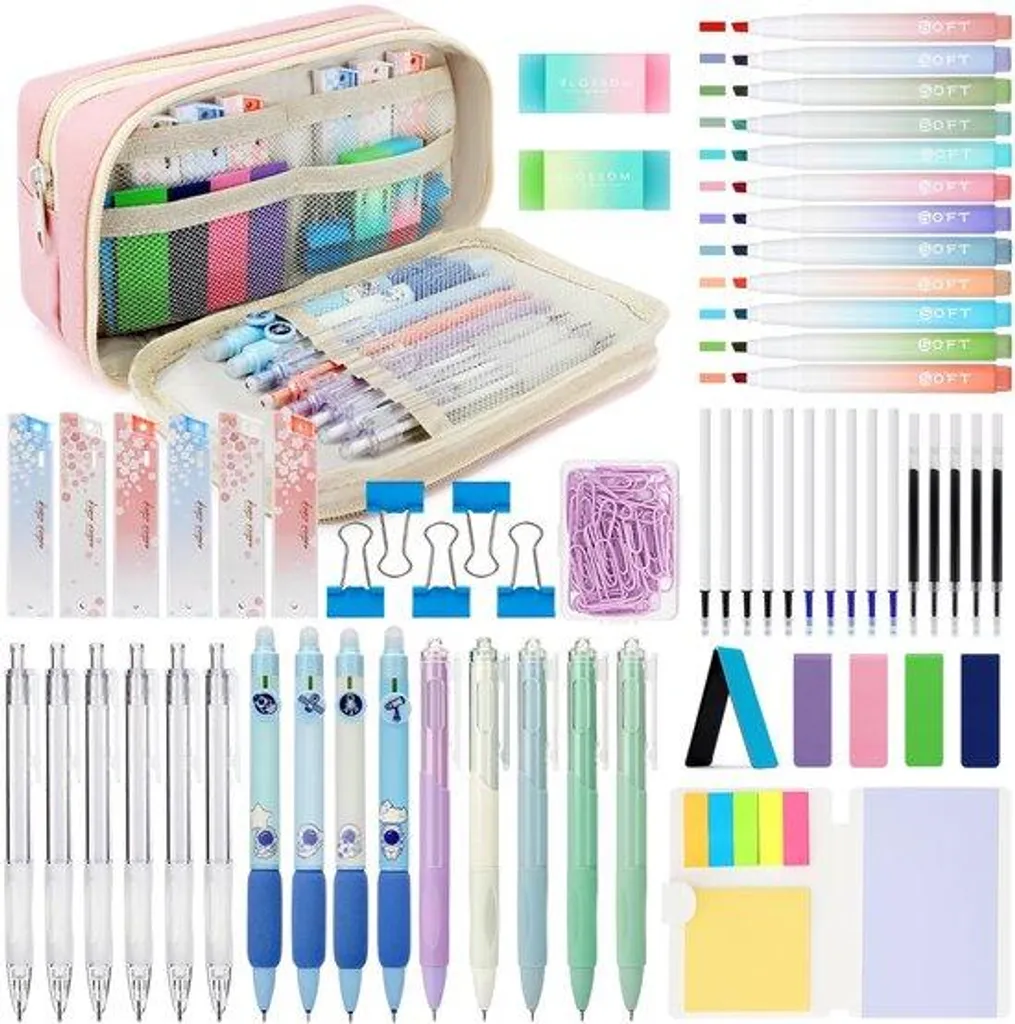 Trousse scolaire complète pour organiser les cours et le dessin ado