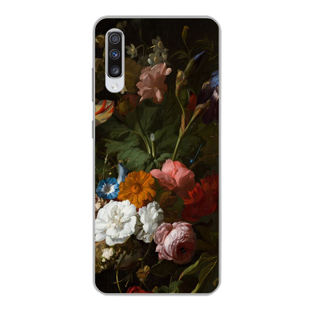 MuchoWow Handyhülle Schutzhülle Hülle für Samsung Galaxy A70 Vase mit Blumen - Gemälde von Rachel Ruysch Silikon Softcase Handy Hülle - Sch...