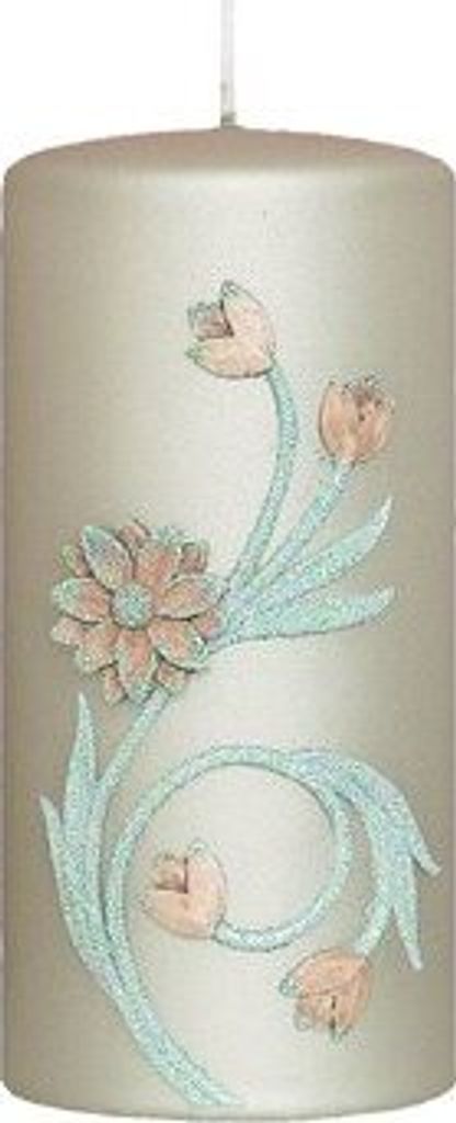Weihnachtskerzen Frozen Stein Metallic 15 x Ø 7 cm, 4 Stück