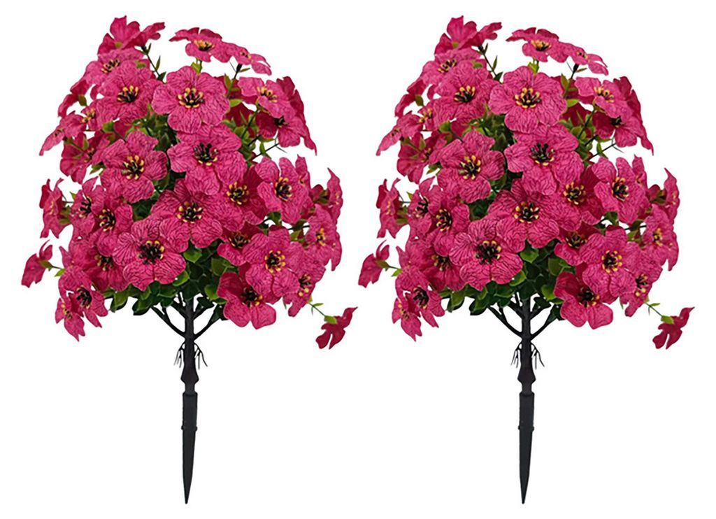 Künstlicher Blumenstecker für den Außenbereich, UV-beständig, mit Erdspieß, realistische künstliche Sträucher, Pflanzen für Garten, Hof, Ve...