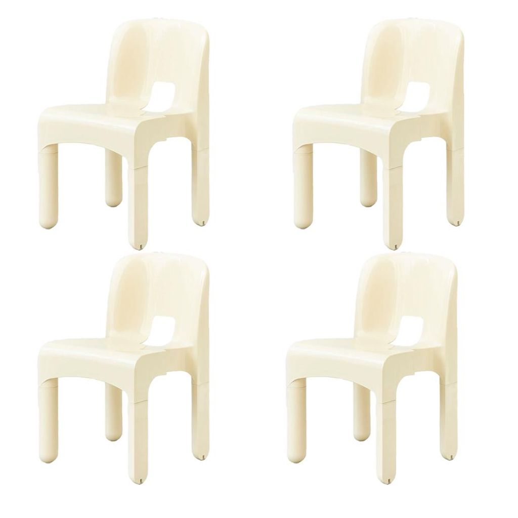 Stuhl Einfacher Stuhl Kunststoffstuhl Haushalts-Esszimmerstuhl Stuhl mit Rückenlehne Designerstuhl 4er Set Beige 42*48*71cm /ZGBOM43/