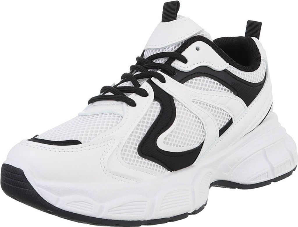 Ital-Design Damen Freizeitschuhe Textiloptik, Lederoptik Sneakers Low 88828534 Weiß Gr. 36