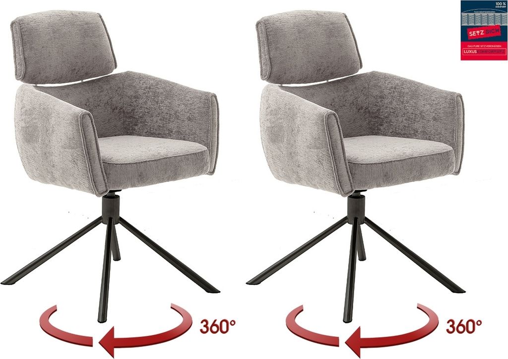 Armlehnstuhl >QUEBEC< (2-er Set) in Taupe, Polyester - 60x92x64cm (BxHxT)