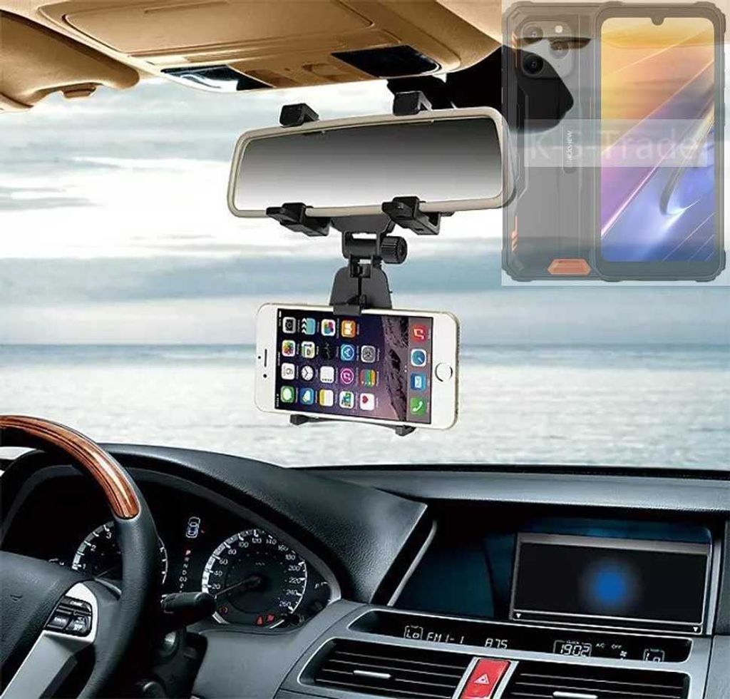 K-S-Trade Smartphone Halterung kompatibel mit Blackview BV5300 Plus Rückspiegel Halterung schwarz Auto Halterung KFZ Halter