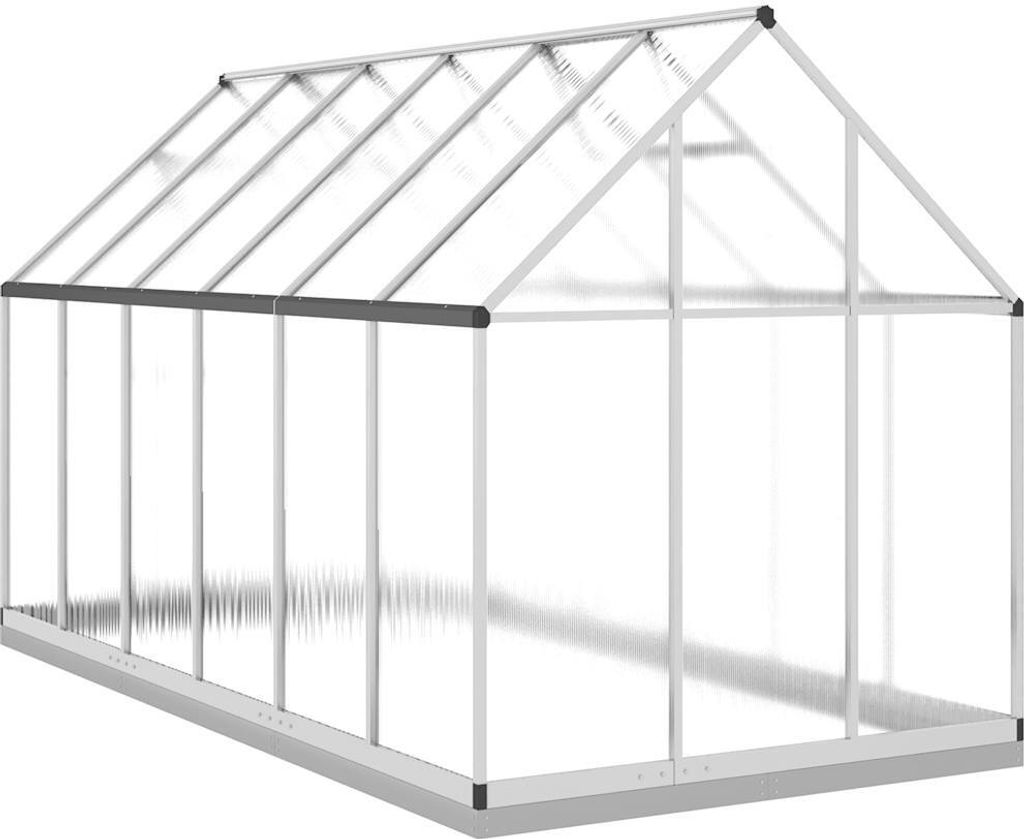 vidaXL Gewächshaus mit Fundamentrahmen Silber 334x169x202cm Aluminimum