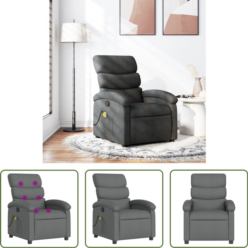 The Living Store Massagesessel Dunkelgrau Stoff
