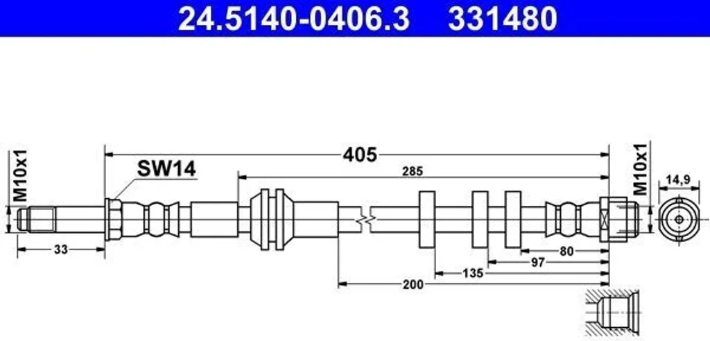 Fuite de frein sur Audi A4 ? Flexible ATE 24.5140-0406.3 - OE 8K0611775G
