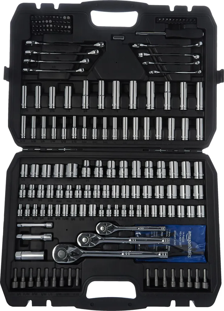 Jeu de clés à douilles 201 pièces en chrome vanadium avec coffret rigide