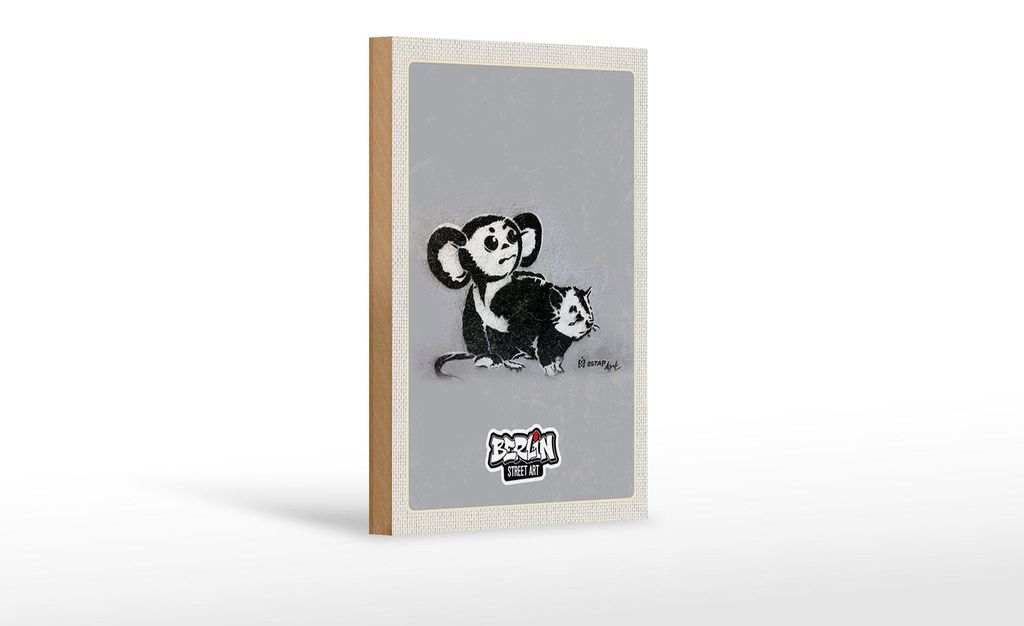 Holzschild Reise 12x18 cm Berlin Hauptstadt Street Art Produktbild 