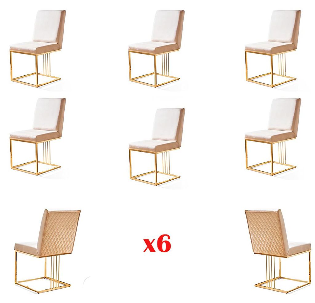 Set 6x Sessel Stuhl Designer Metall Textil Polster Stühle Gastro Esszimmer Möbel