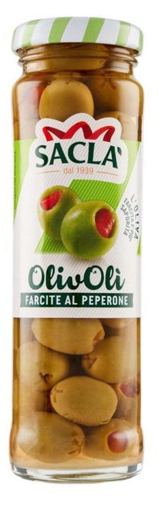 Zielone olwiki w solance nadziewane pastą paprykową 140G - Zdjęcie produktu 