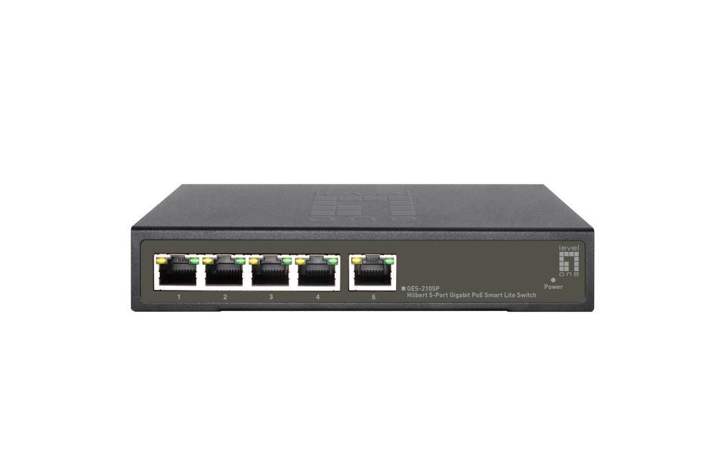 LevelOne GES-2105P Managed Gigabit Ethernet 5 Port PoE+ Netzwerk Switch Schwarz