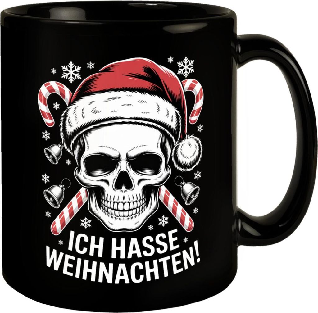 Totenkopf Weihnachtsmann Tasse - Ich hasse Weihnachten