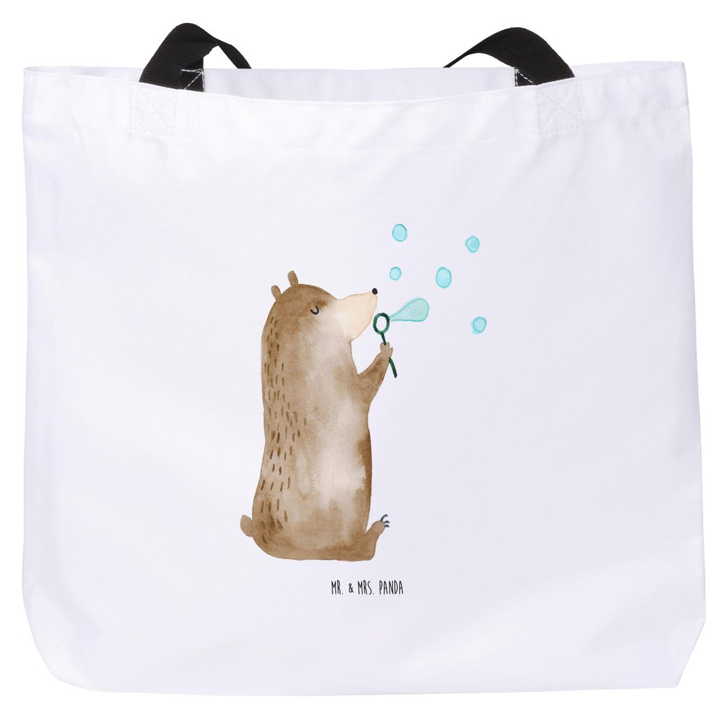 Mr. & Mrs. Panda Tote Bag Bär Seifenblasen - Weiß - Geschenk, Schultasche, Teddy, Reisetasche, Strandtasche, Stoffbeutel, Laptoptasche, Tasche