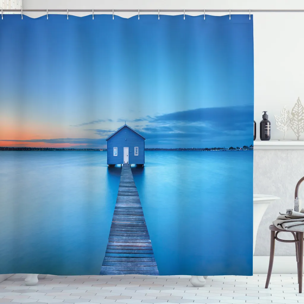 Tenda Doccia ABAKUHAUS 175x240 Foresta Lago Tessuto Impermeabile