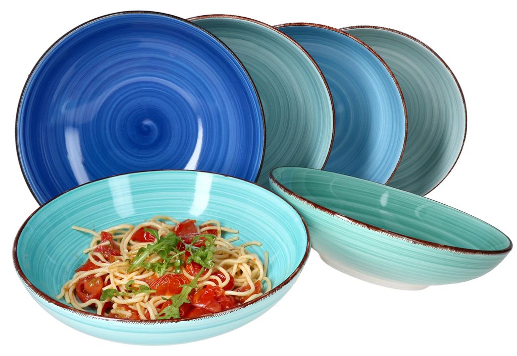 Blue 6er Set Spaghetti-Teller tief 800ml 6 Pers. Schüssel Produktbild 